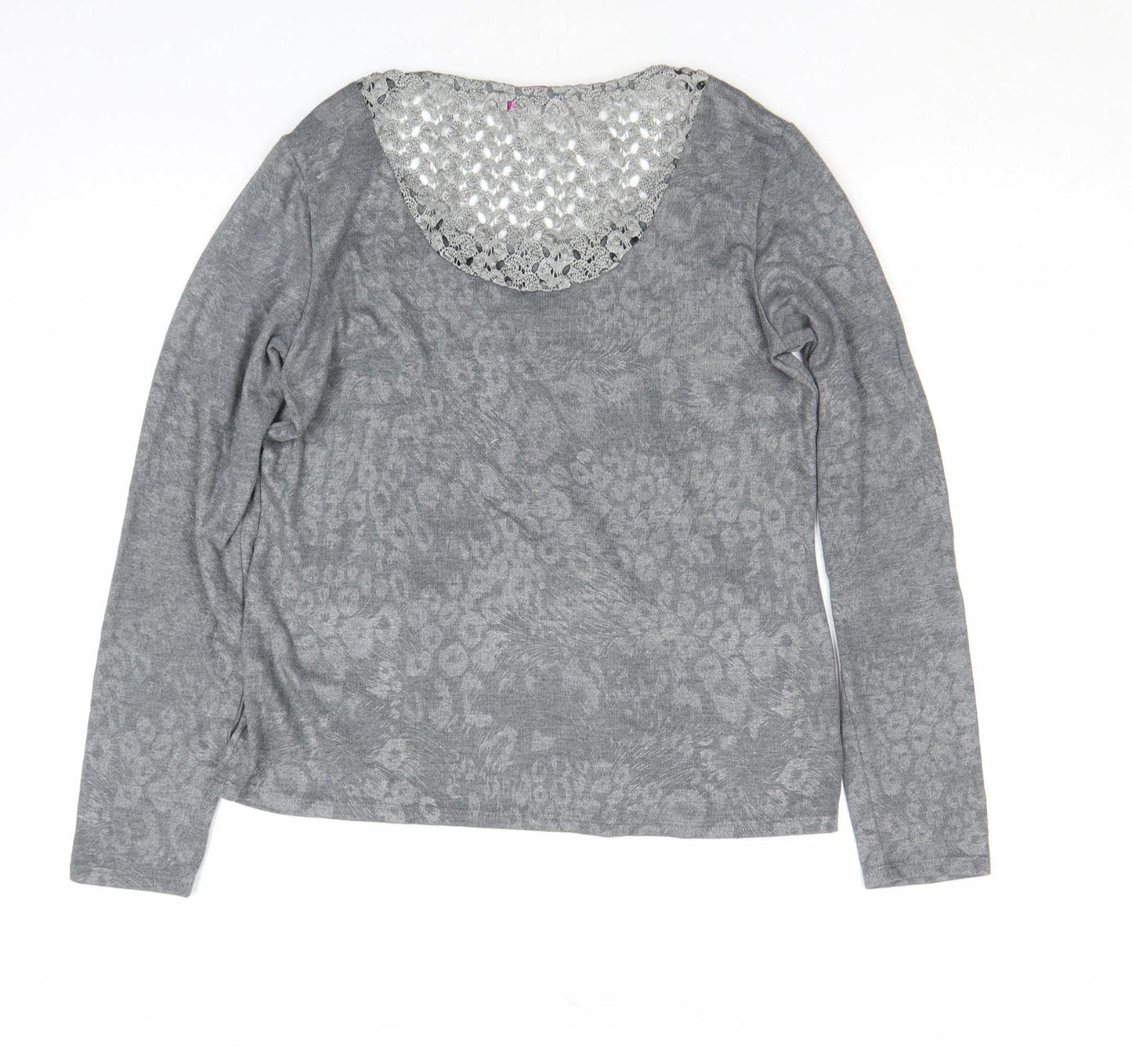 Marks and Spencer Per Una Womens Grey Animal Lace Tunic Top Size 12
