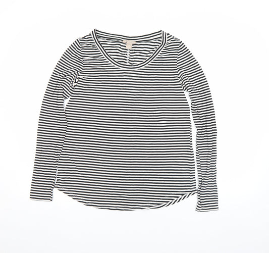 Banana Republic Women’s Black White Striped Long Sleeve Cotton Modal T-Shirt Size M