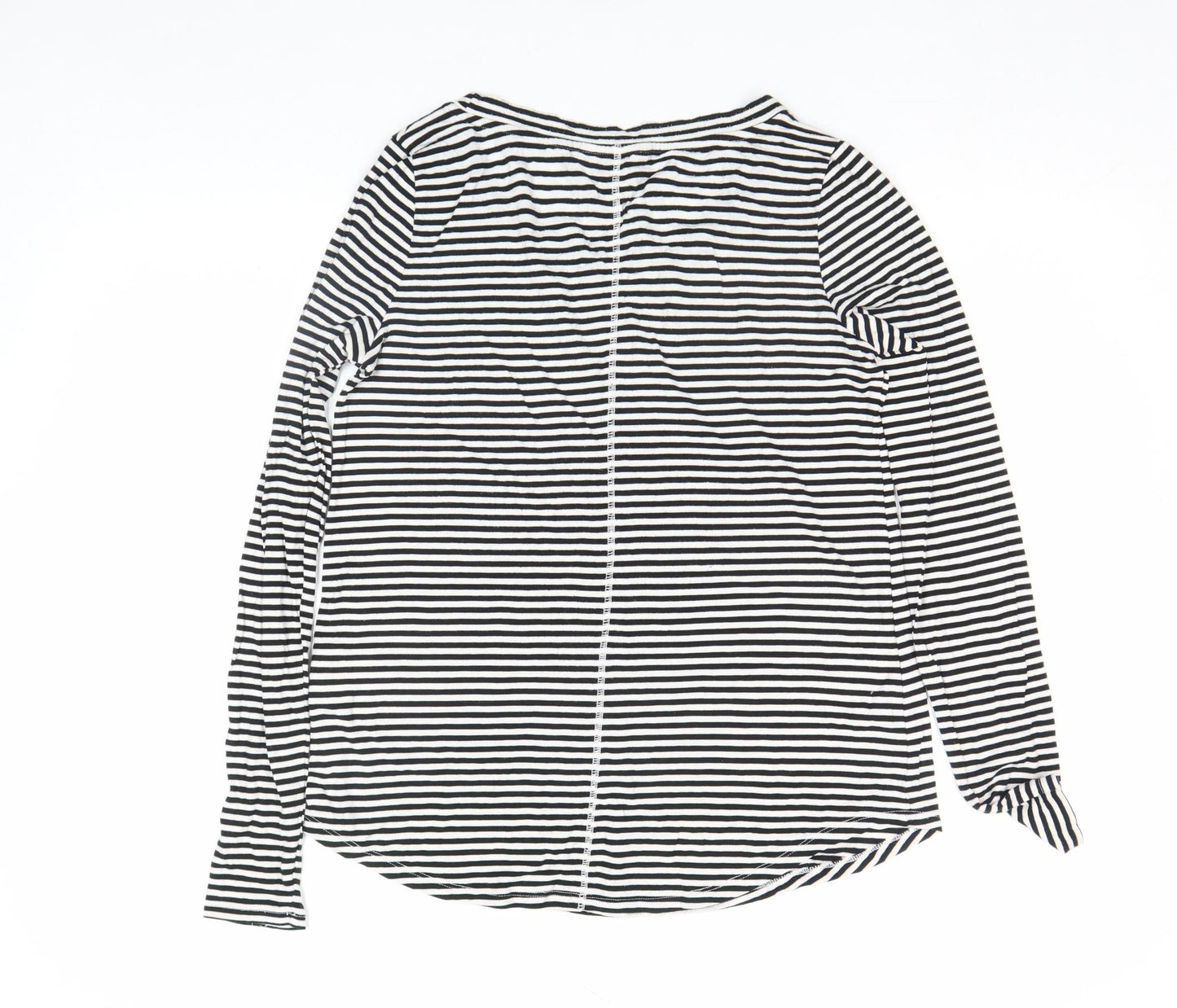 Banana Republic Women’s Black White Striped Long Sleeve Cotton Modal T-Shirt Size M