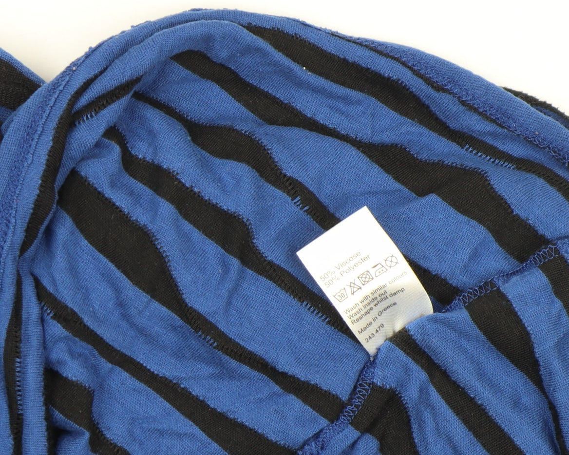 John Lewis Women’s Blue Striped 3/4 Sleeve Boat Neck Jersey Top Size 16
