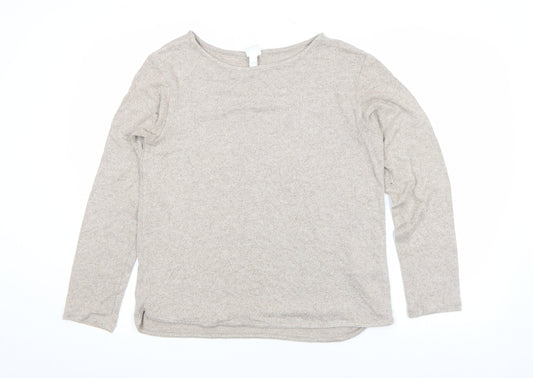 H&M Women Beige Long Sleeve Crew Neck Basic Jersey Top Size S