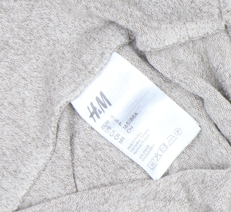 H&M Women Beige Long Sleeve Crew Neck Basic Jersey Top Size S