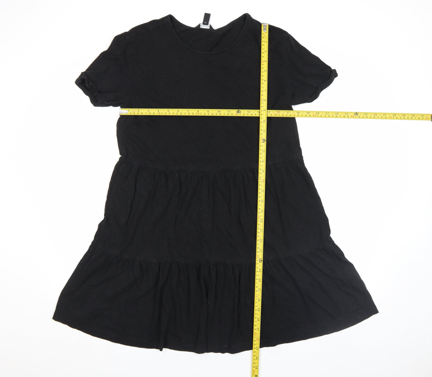 New Look Women’s Black Jersey Skater Dress Size 10 Short Sleeve Knee Length