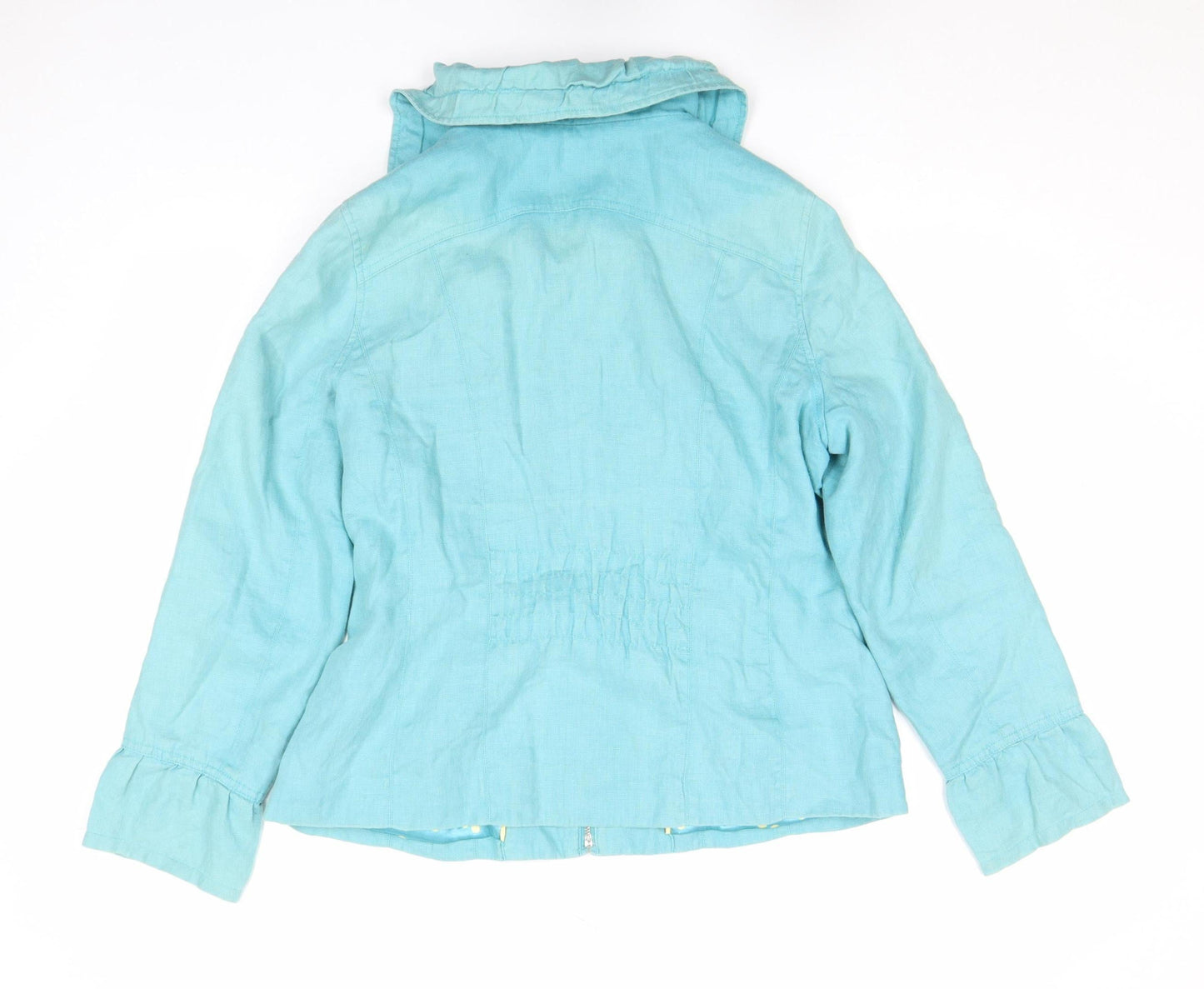 Marks and Spencer Per Una Women's Blue Linen Zip Jacket Size 16