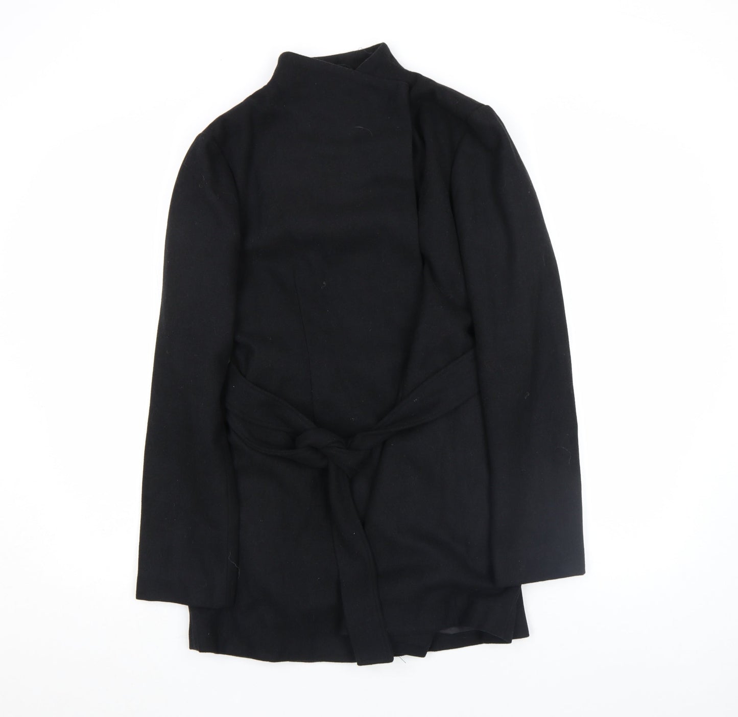 French Connection Women's Black Wool Belted Mid-Length Coat Size S