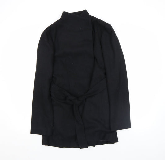 French Connection Women's Black Wool Belted Mid-Length Coat Size S