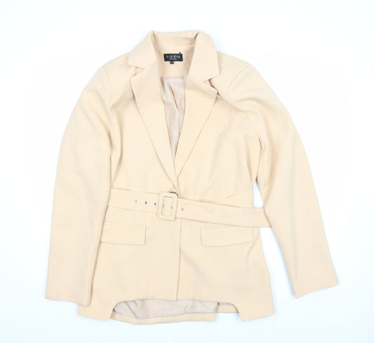 In The Style Womens Beige Belted Blazer Jacket Size 14