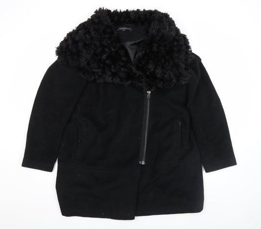 Marks and Spencer Women’s Black Faux Fur Collar Wool Blend Coat Size 16