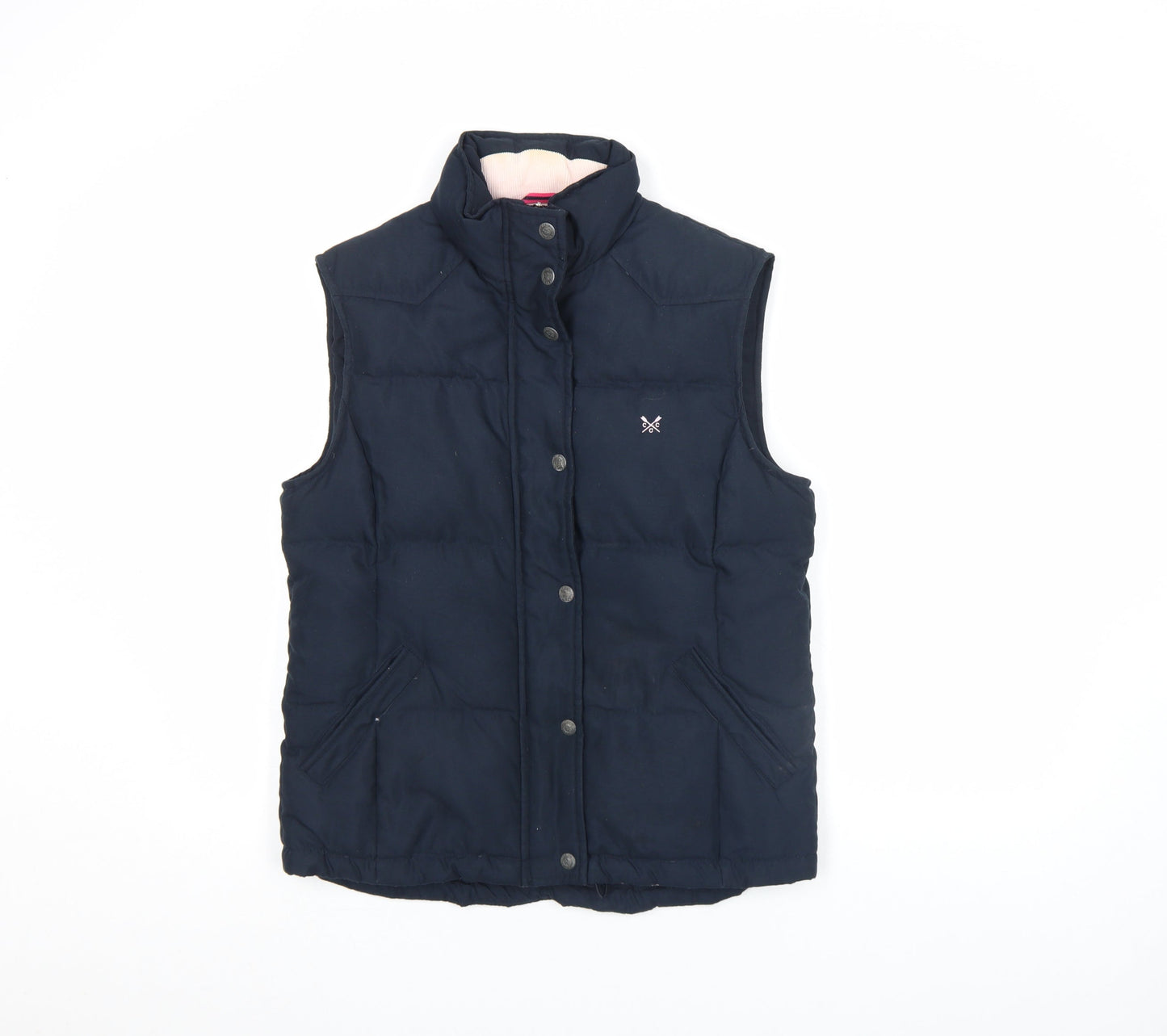 Crew Clothing Co. Womens Blue Puffer Gilet Size 10 Sleeveless Down Waistcoat