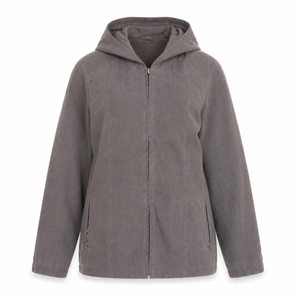 Bonmarché Women’s Brown Hooded Mid-Length Suede Feel Zip Jacket Size M