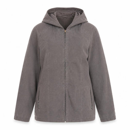 Bonmarché Women’s Brown Hooded Mid-Length Suede Feel Zip Jacket Size M