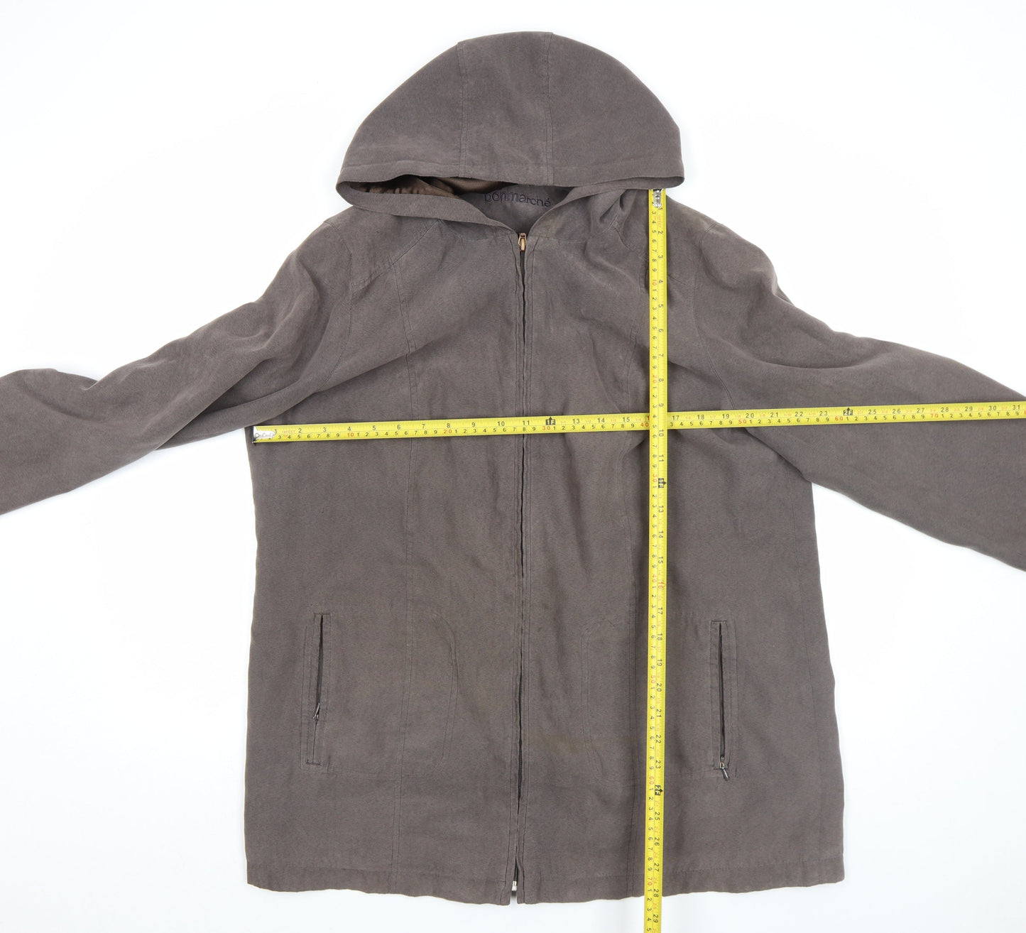 Bonmarché Women’s Brown Hooded Mid-Length Suede Feel Zip Jacket Size M