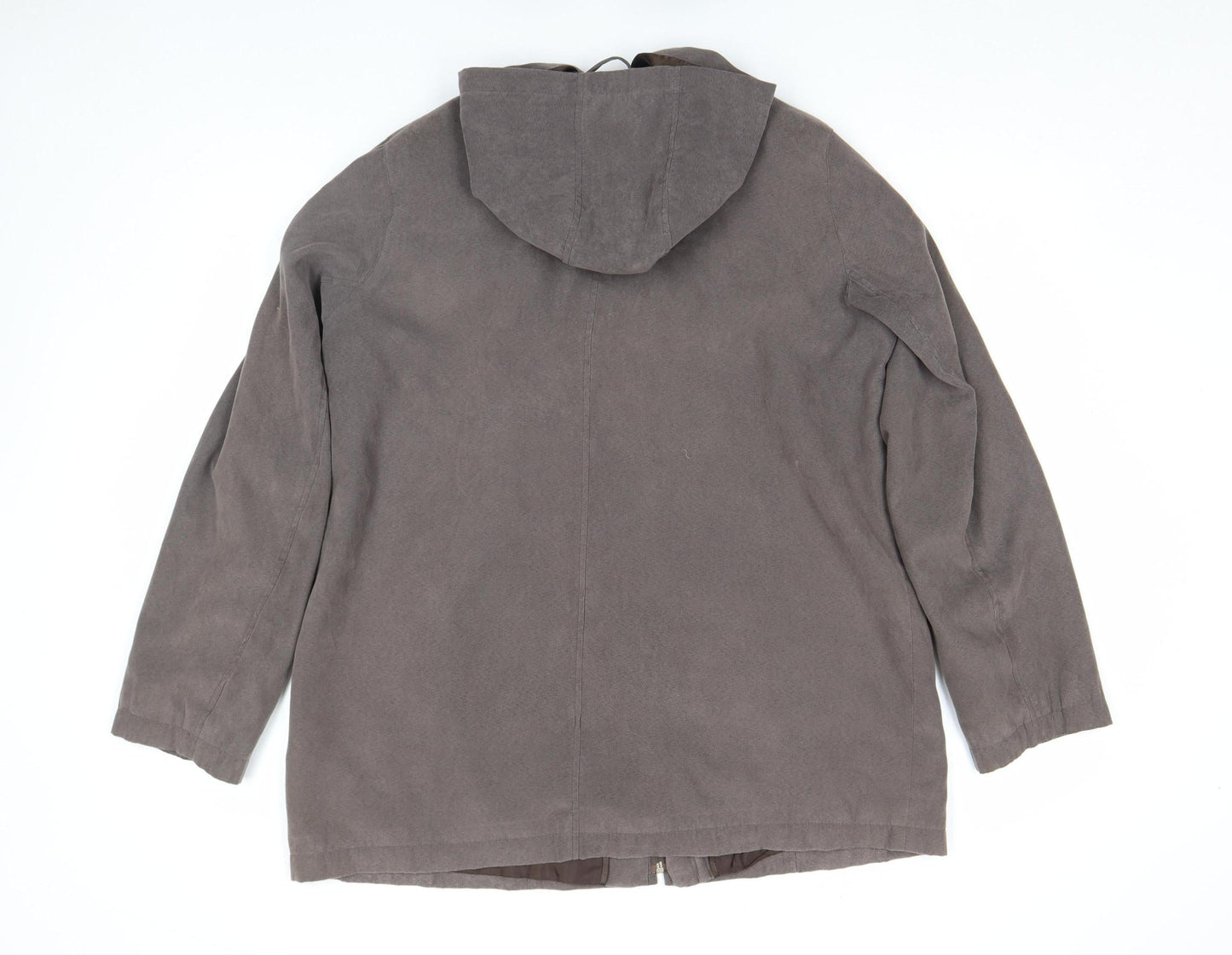 Bonmarché Women’s Brown Hooded Mid-Length Suede Feel Zip Jacket Size M