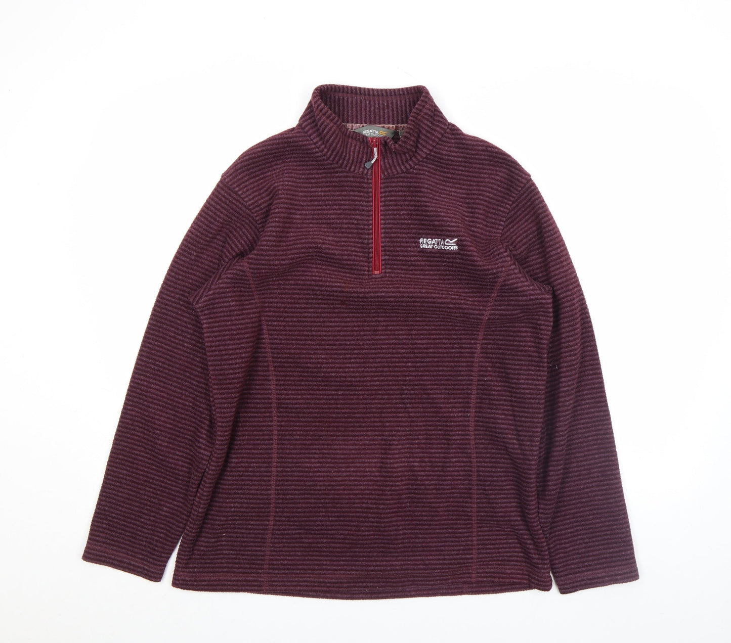 Regatta Mens Purple Striped Fleece Pullover 1/4 Zip Outdoor Top Size L