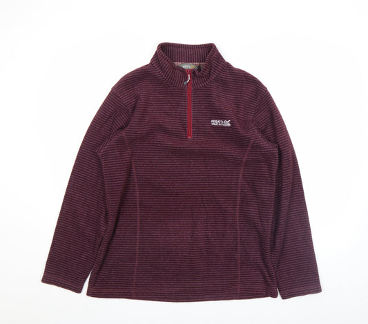Regatta Mens Purple Striped Fleece Pullover 1/4 Zip Outdoor Top Size L