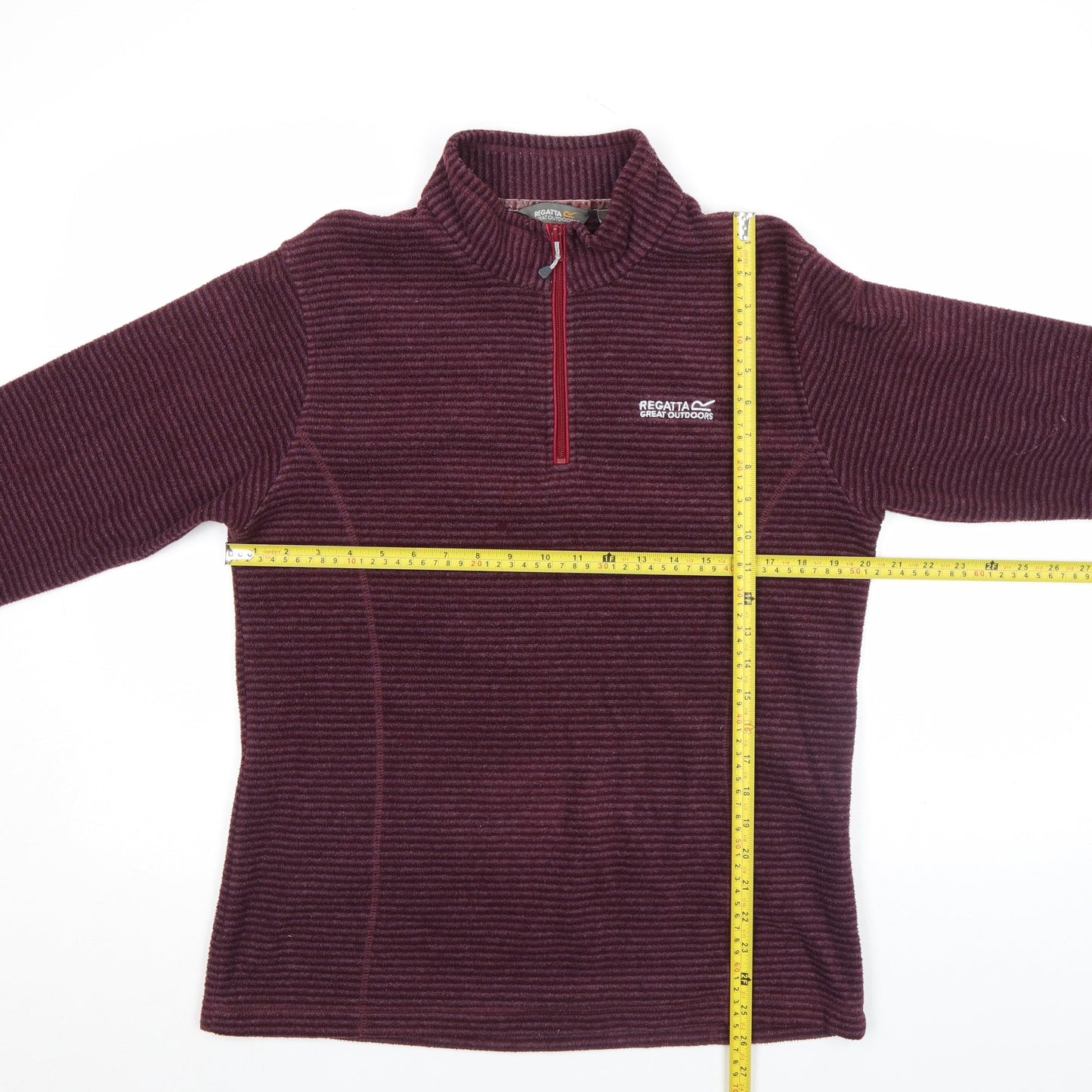 Regatta Mens Purple Striped Fleece Pullover 1/4 Zip Outdoor Top Size L