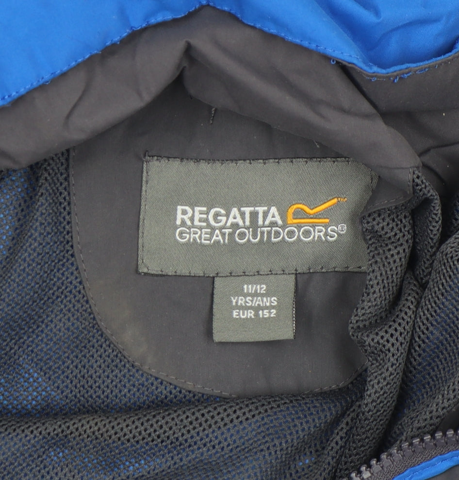 Regatta Boys Blue Waterproof Hooded Rain Jacket 11-12 Years
