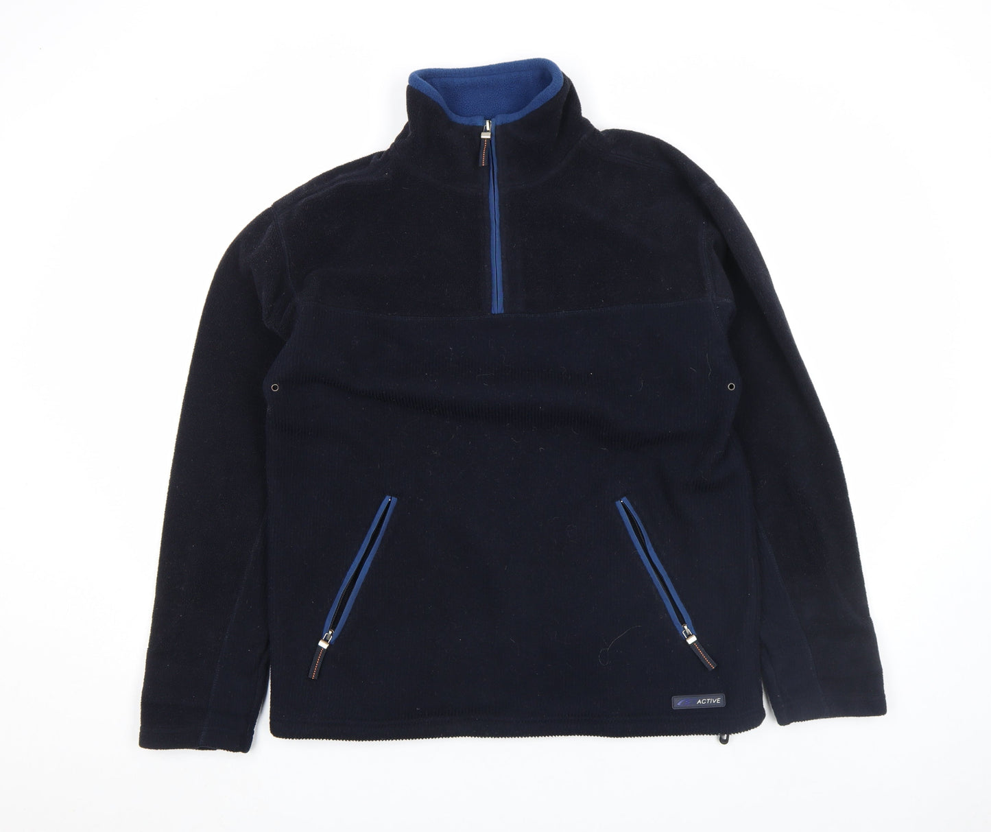 Active Sportswear Men's Blue Fleece Pullover Small 1/4 Zip Casual Top