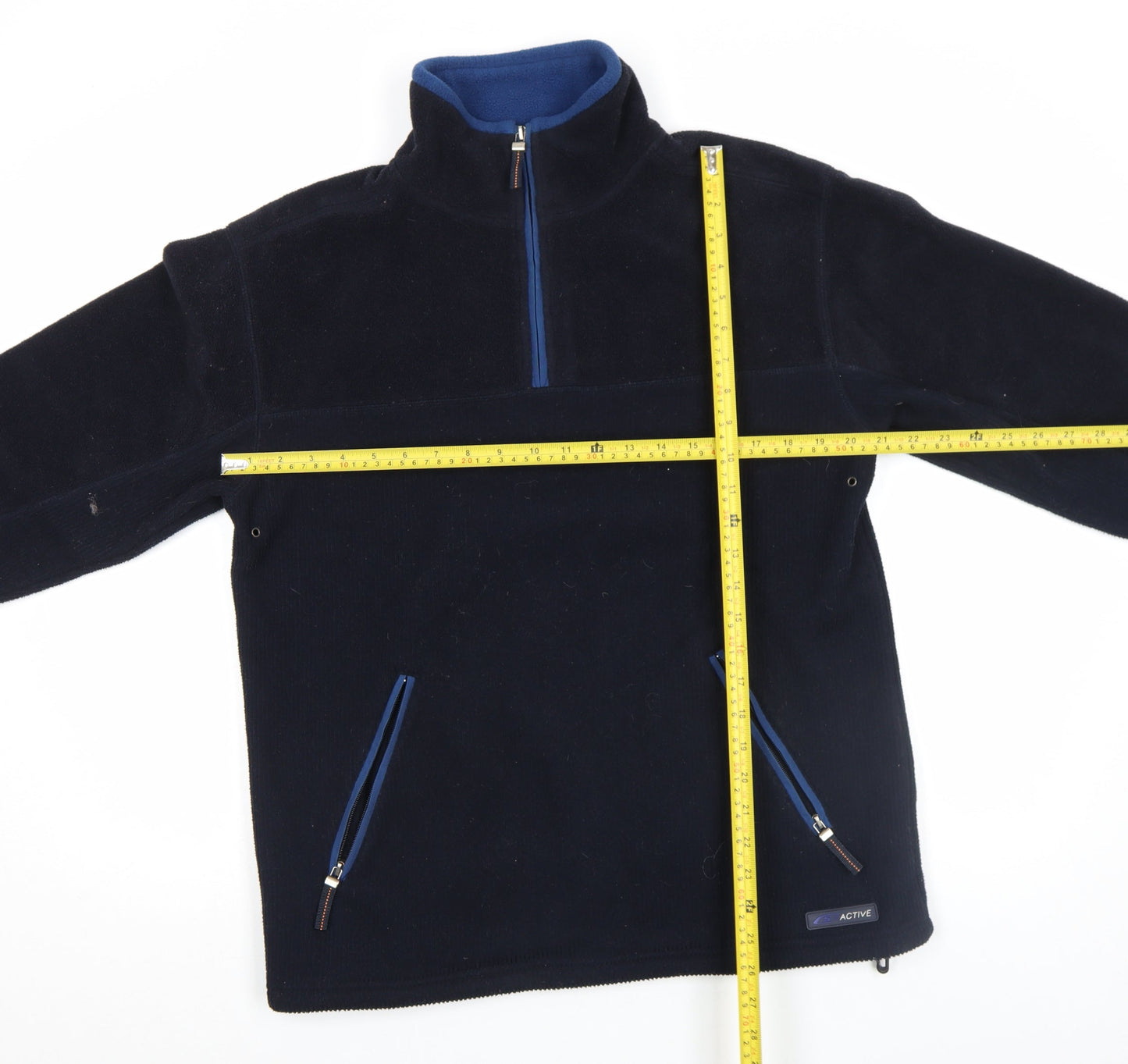 Active Sportswear Men's Blue Fleece Pullover Small 1/4 Zip Casual Top