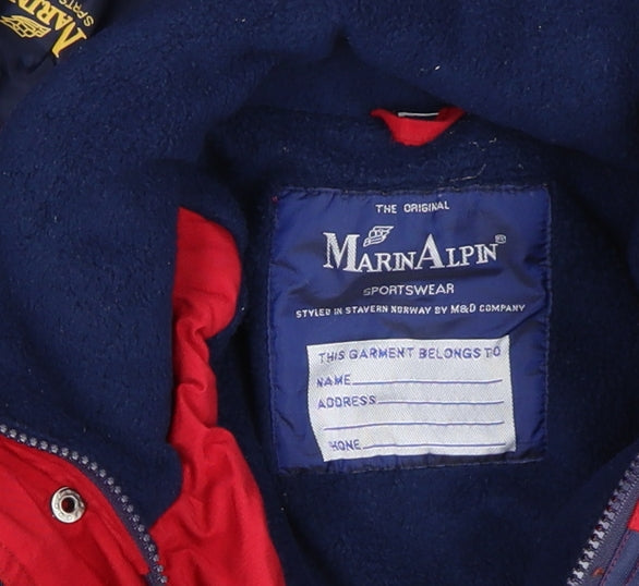 Marin Alpin Men's Red Colour Block Hooded Parka Jacket L