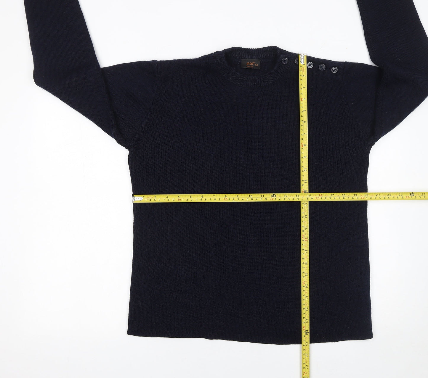 POP Women’s Black Wool Blend Crew Neck Pullover Jumper L