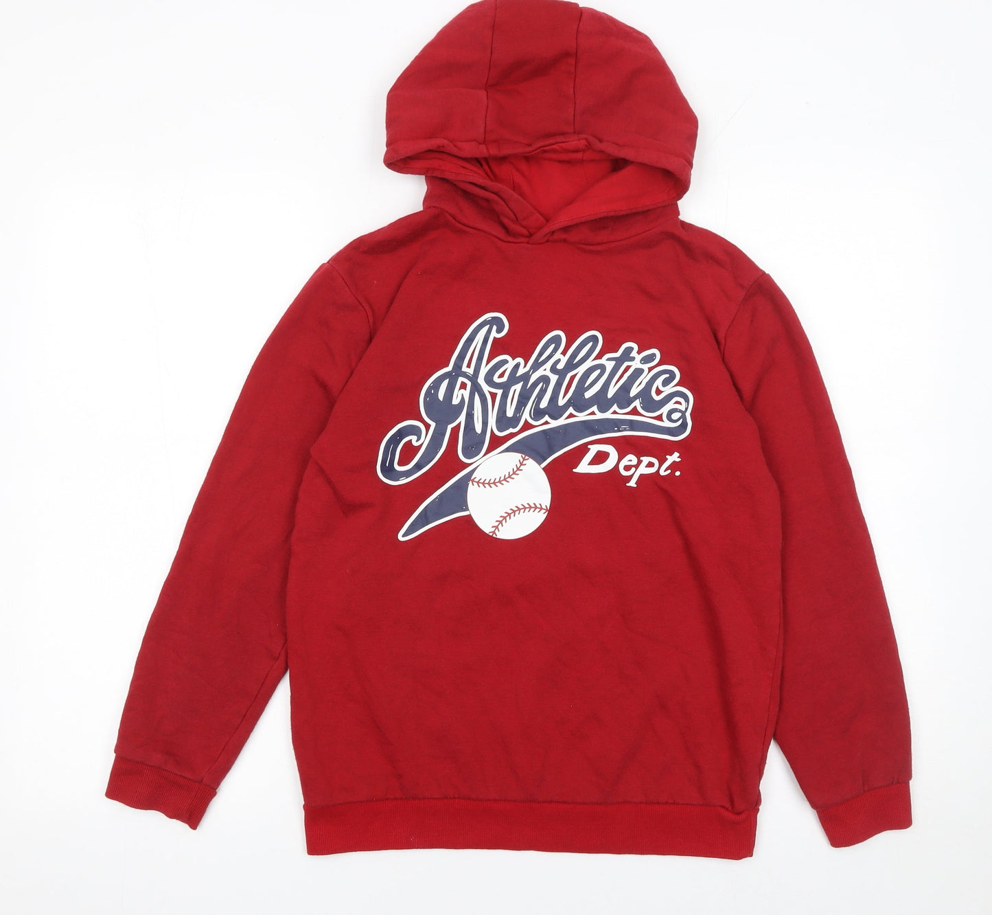Primark Boys Red Athletic Dept Pullover Hoodie 11-12 Years Cotton Blend