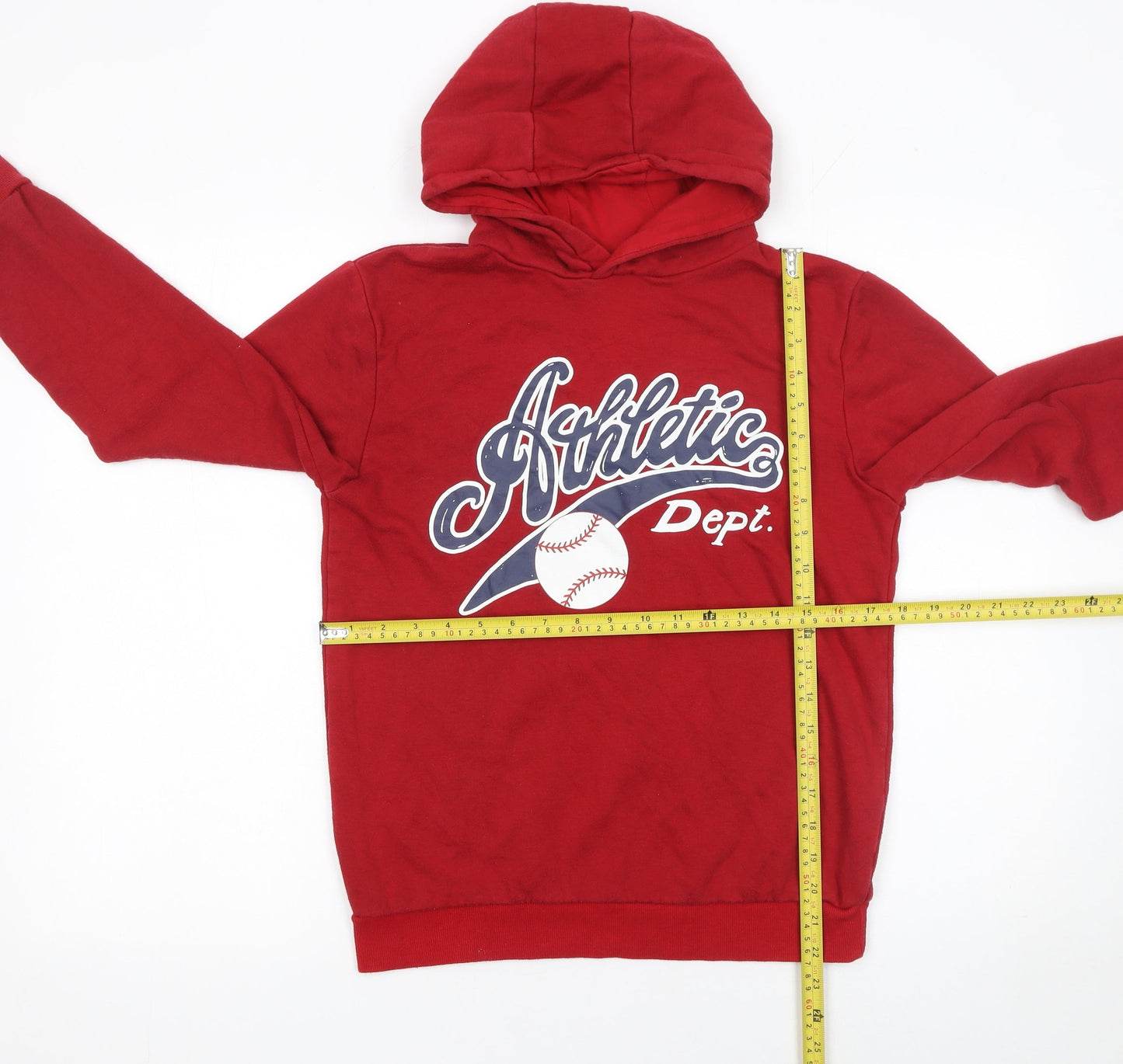 Primark Boys Red Athletic Dept Pullover Hoodie 11-12 Years Cotton Blend