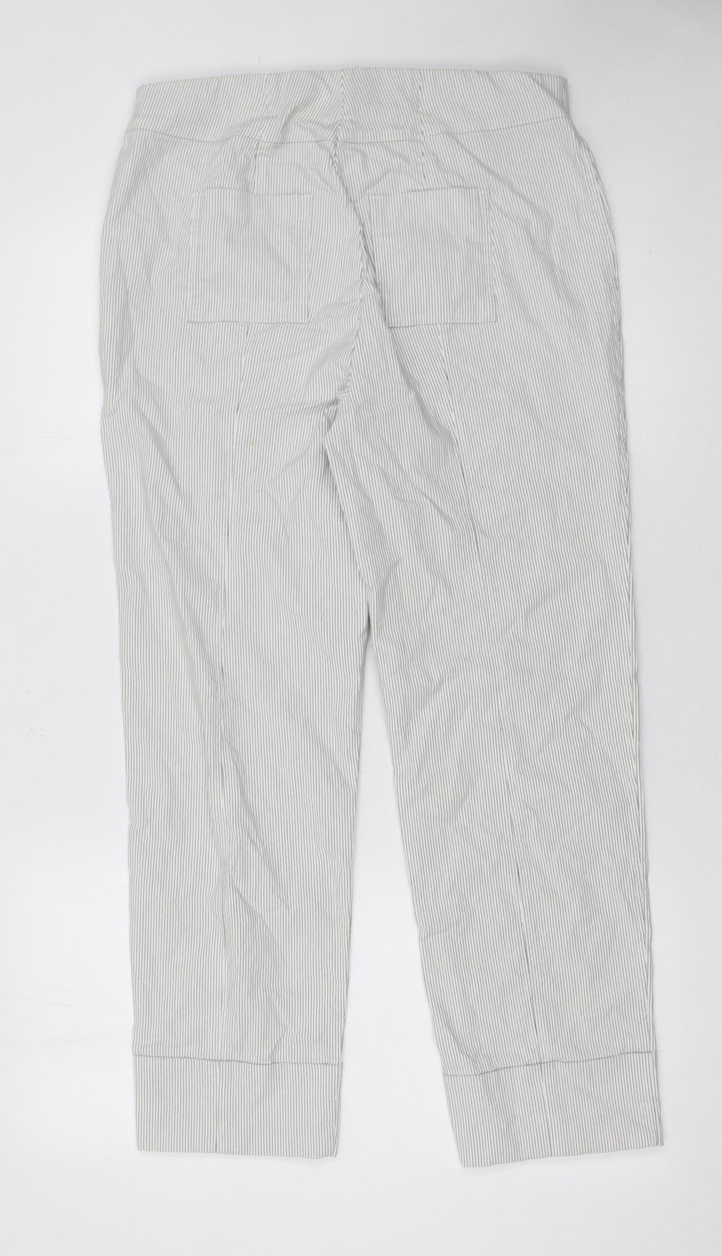 Gallery Women’s Grey Striped Jersey Trousers Size M Regular Fit