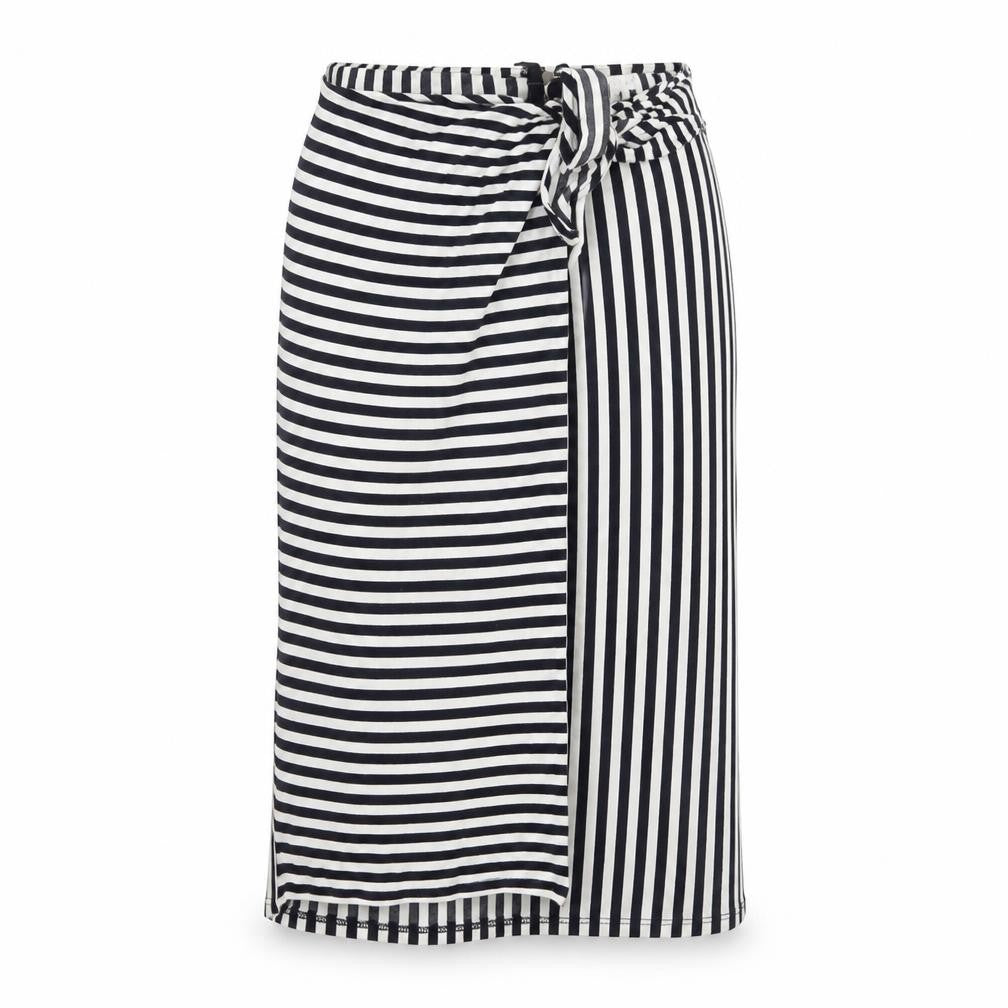 Leith Women’s Blue Striped Wrap Skirt Size M Knee Length Stretch