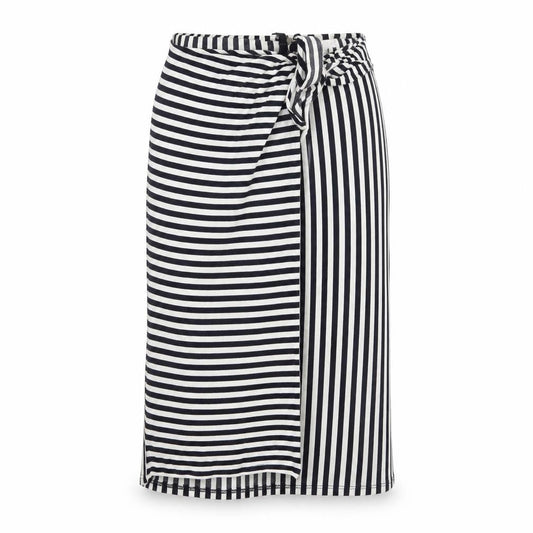 Leith Women’s Blue Striped Wrap Skirt Size M Knee Length Stretch