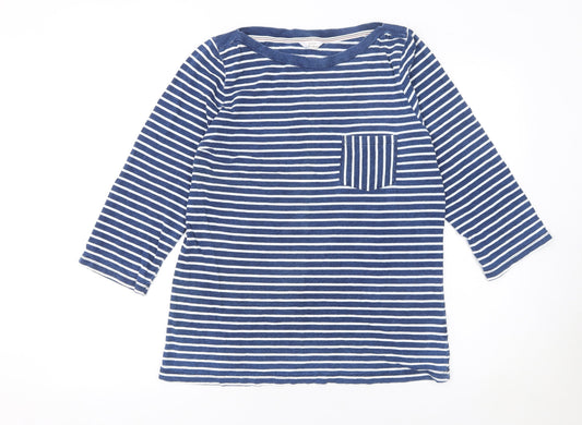 Falmer Heritage Women Blue Striped 3/4 Sleeve Cotton T-Shirt Size 14