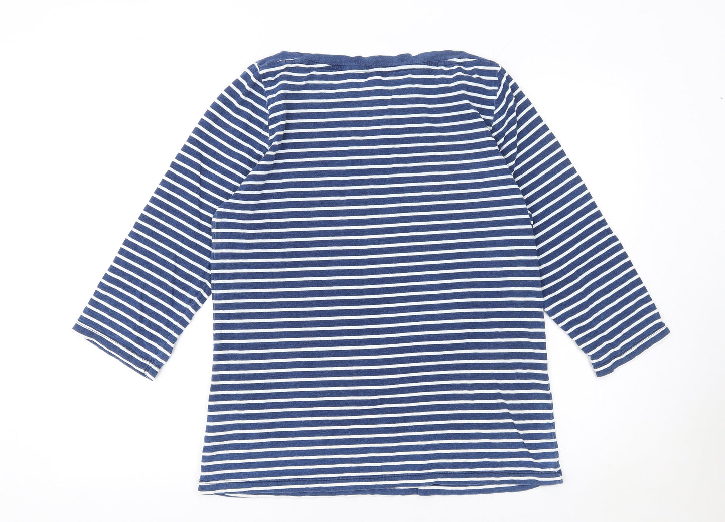 Falmer Heritage Women Blue Striped 3/4 Sleeve Cotton T-Shirt Size 14
