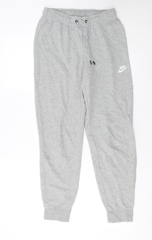 Nike Womens Grey Jogger Trousers Small Regular Fit Cotton Blend