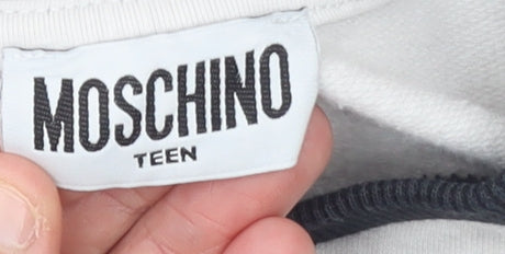 Moschino Teen Boys Black & White Striped Logo Sweatshirt 12 Years