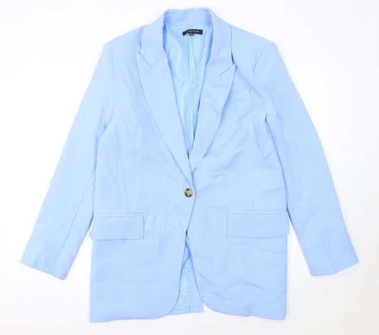 INDEFEIR Women's Blue Single-Breasted Blazer Jacket Size 8 Polyester