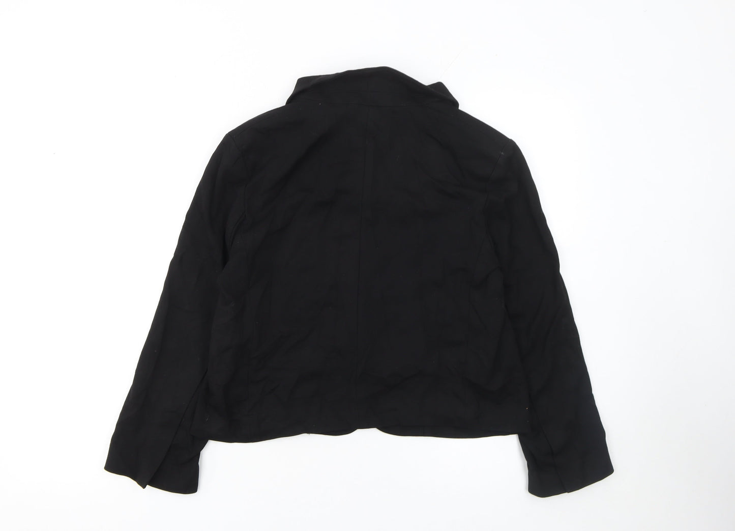 H&M Women's Black Blazer Jacket Size 14 Regular Fit Single-Breasted