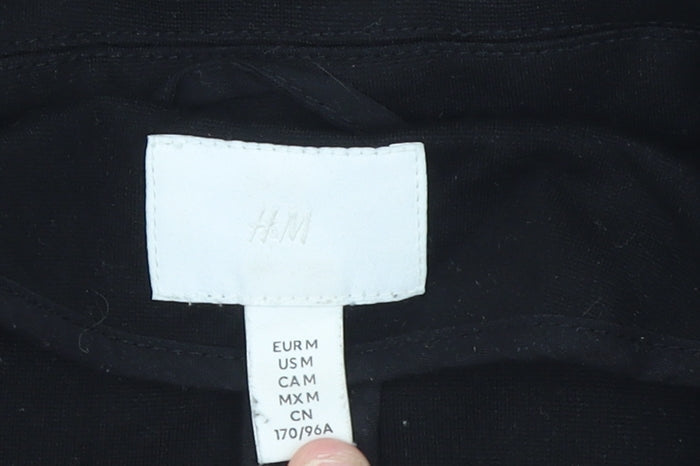 H&M Women's Black Blazer Jacket Size 14 Regular Fit Single-Breasted