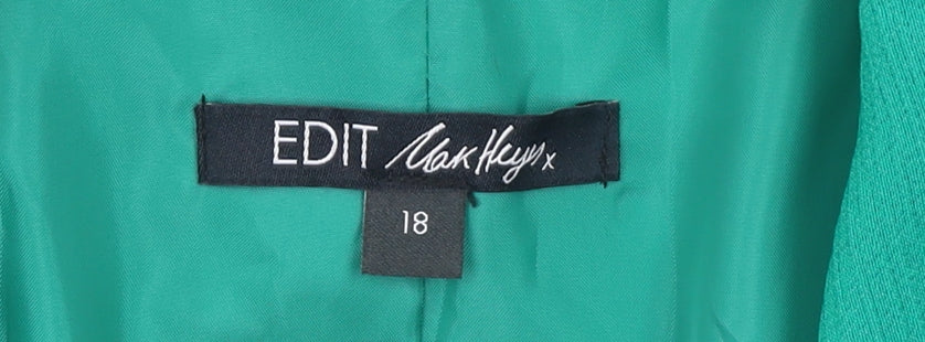 Edit by Max Heys Green Long Single Breasted Blazer Jacket UK 18