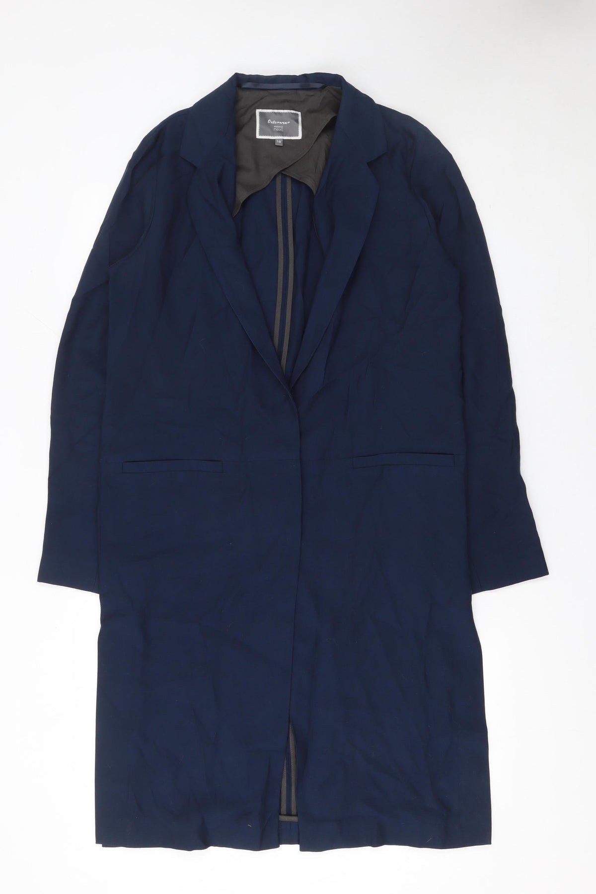 Next Women's Navy Blue Regular Fit Long Blazer Coat Size 10