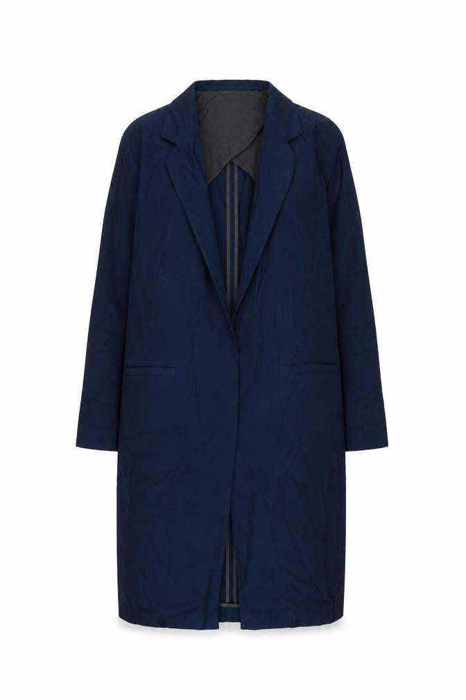 Next Women's Navy Blue Regular Fit Long Blazer Coat Size 10