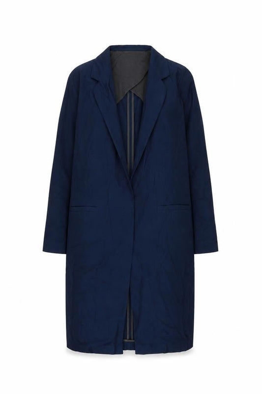 Next Women's Navy Blue Regular Fit Long Blazer Coat Size 10