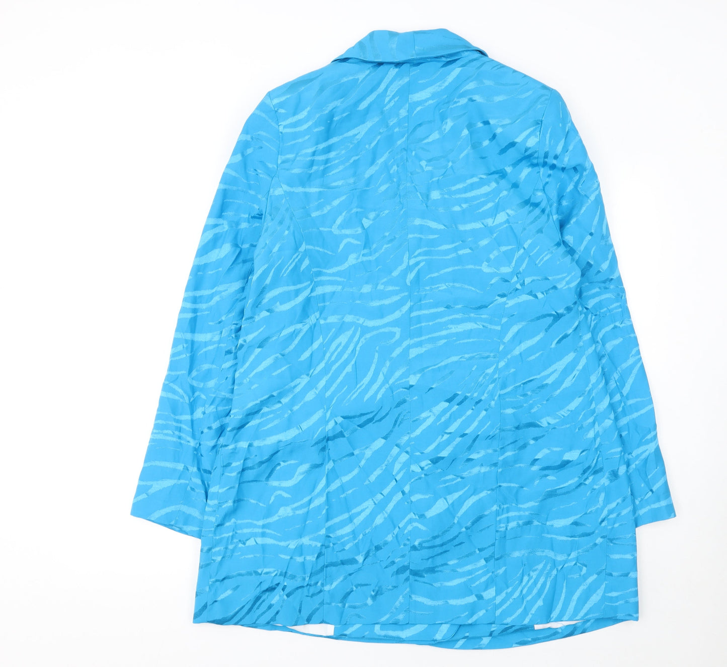 River Island Women Blue Belted Shawl Collar Blazer Size 14