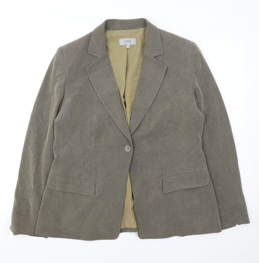 Marks and Spencer Women Beige Blazer UK 16 Single-Breasted Tailored Jacket
