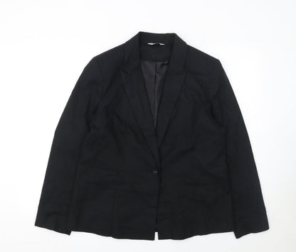 Classics Women's Black Blazer Jacket Size 16 Single Breasted Tailored Workwear