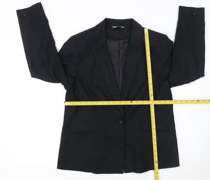 Classics Women's Black Blazer Jacket Size 16 Single Breasted Tailored Workwear
