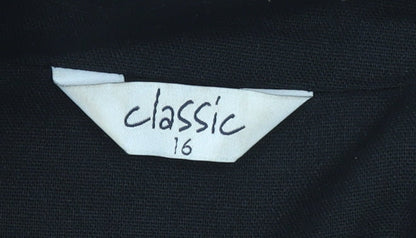 Classics Women's Black Blazer Jacket Size 16 Single Breasted Tailored Workwear