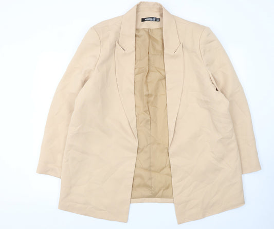 Missguided Women’s Beige Longline Blazer Size 18 Woven Tailored Jacket