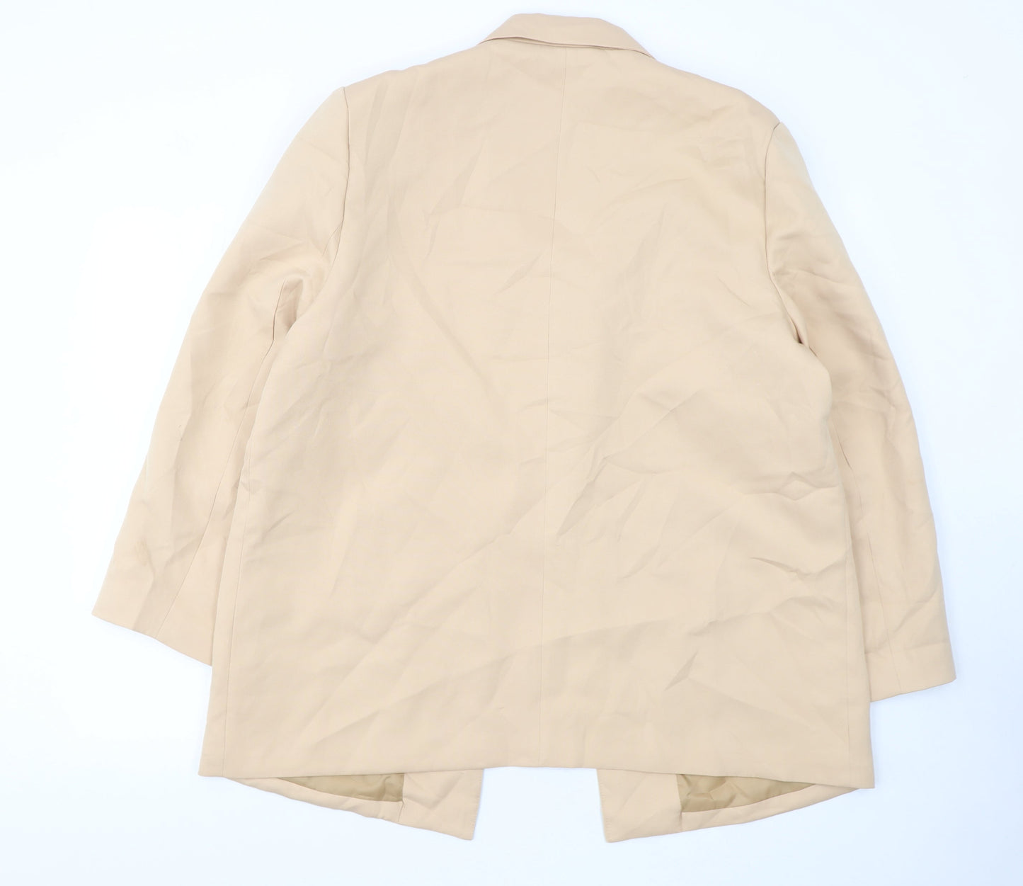 Missguided Women’s Beige Longline Blazer Size 18 Woven Tailored Jacket