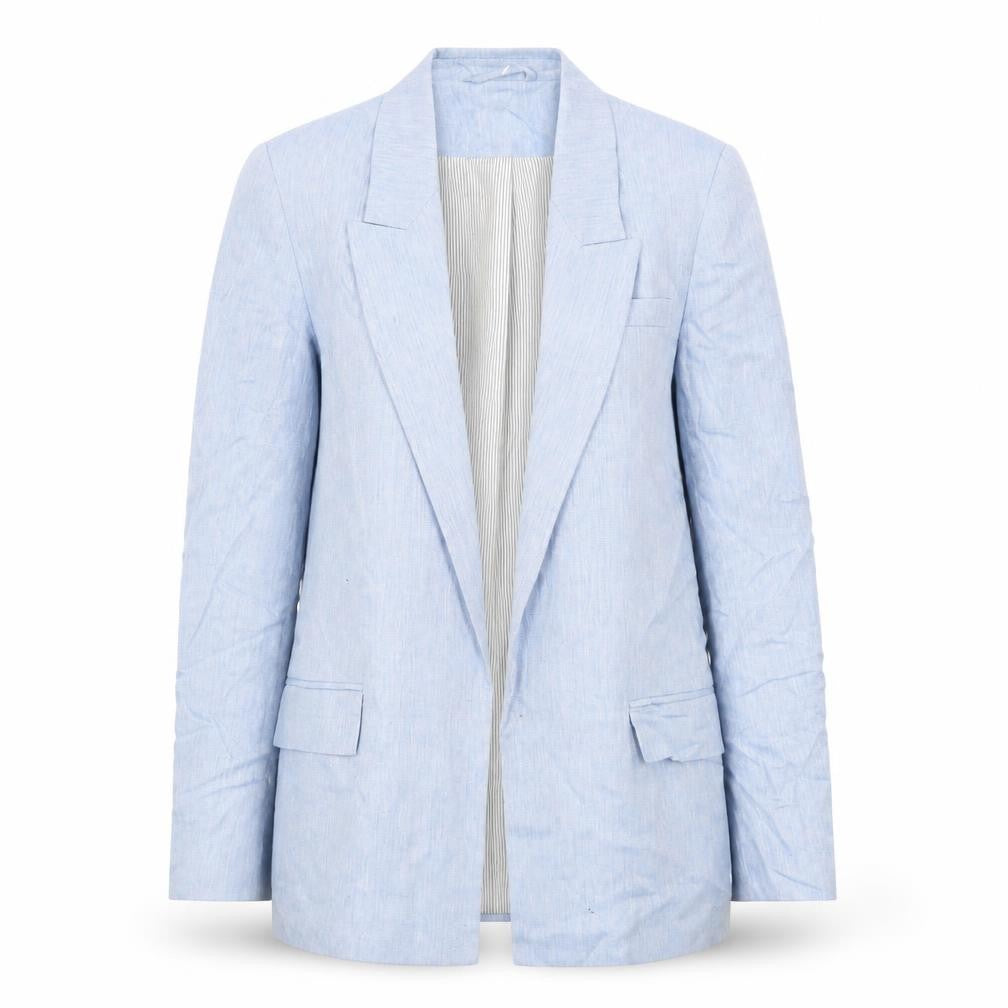 Next Women Blue Linen Blend Herringbone Blazer UK 12 Regular Fit