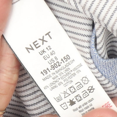 Next Women Blue Linen Blend Herringbone Blazer UK 12 Regular Fit